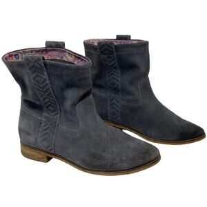 Toms Laurel Castlerock Burnished Suede In Grey Ankle Boots Size 7.5 Women’s
